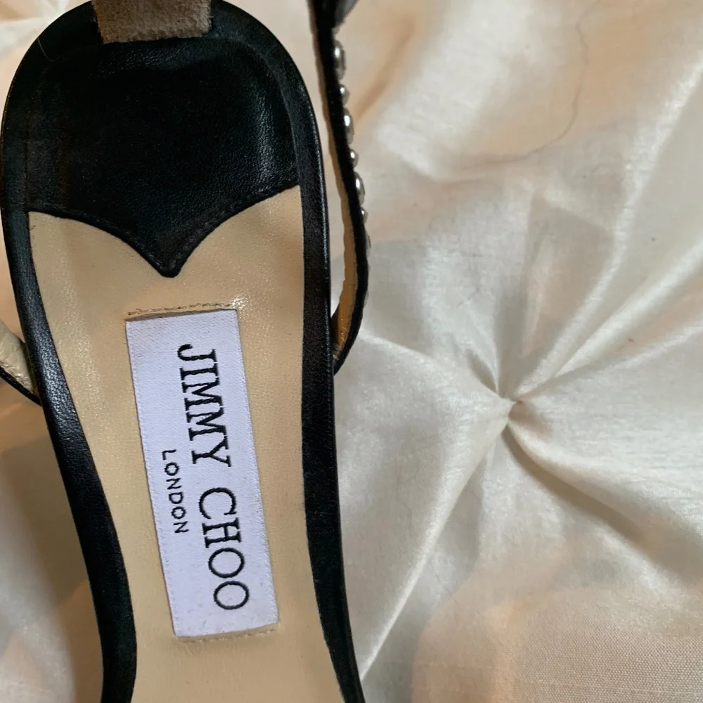 Jimmy Choo Black /Silver Studded Sandals sz 39